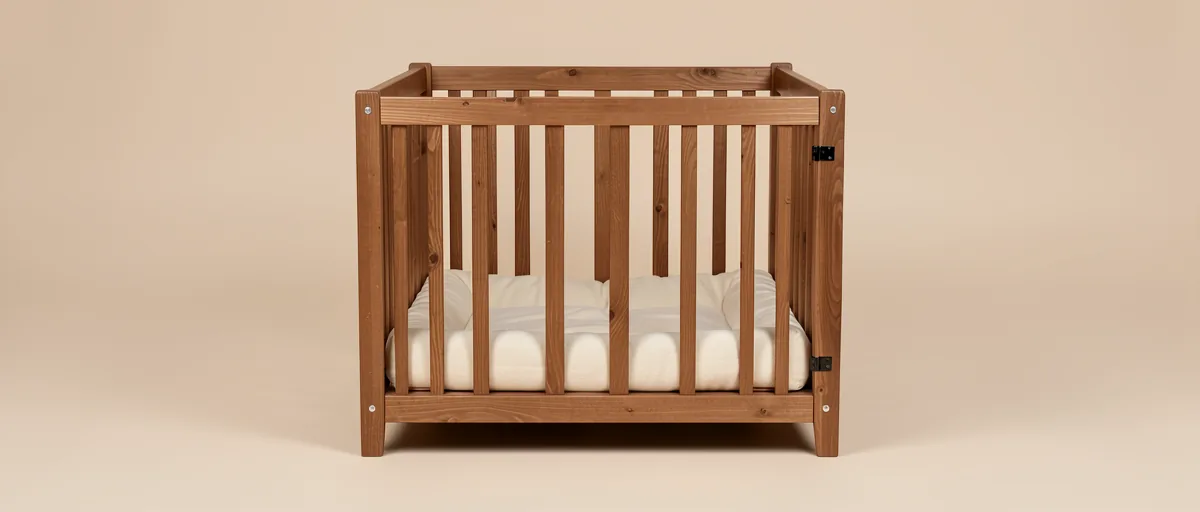 A sturdy wooden dog crate with a soft cream cushion inside — illustration for Best Dog Crate for Anxiety in 2026