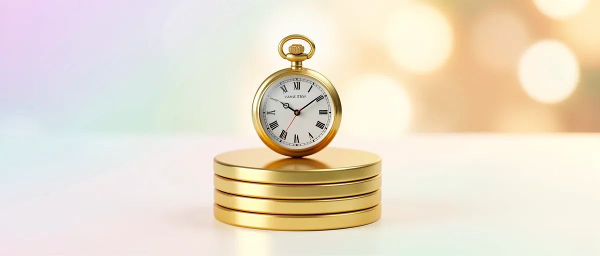A brass pocket watch resting on a stack of gold coins — illustration for Best Time Tracking Software for Accountants in 2026