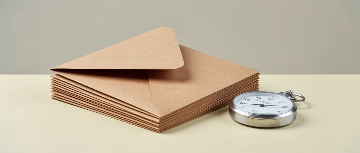 A stack of plain kraft envelopes beside a steel stopwatch on an oak desk — illustration for Best Todoist Alternatives Free in 2026: Top Ranked Task Managers