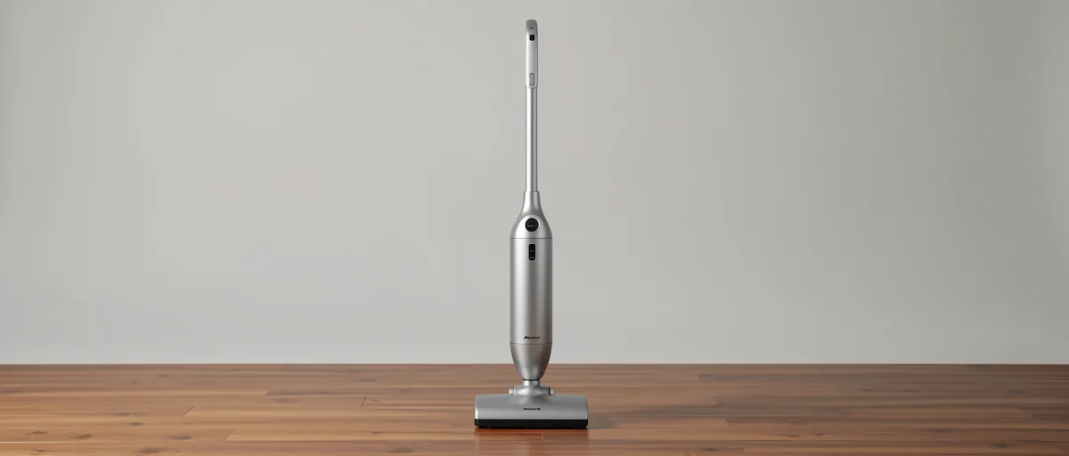 A sleek silver upright vacuum cleaner standing on a polished hardwood floor — illustration for Best Vacuum Cleaner in 2026: Top Rated Models for Every Home